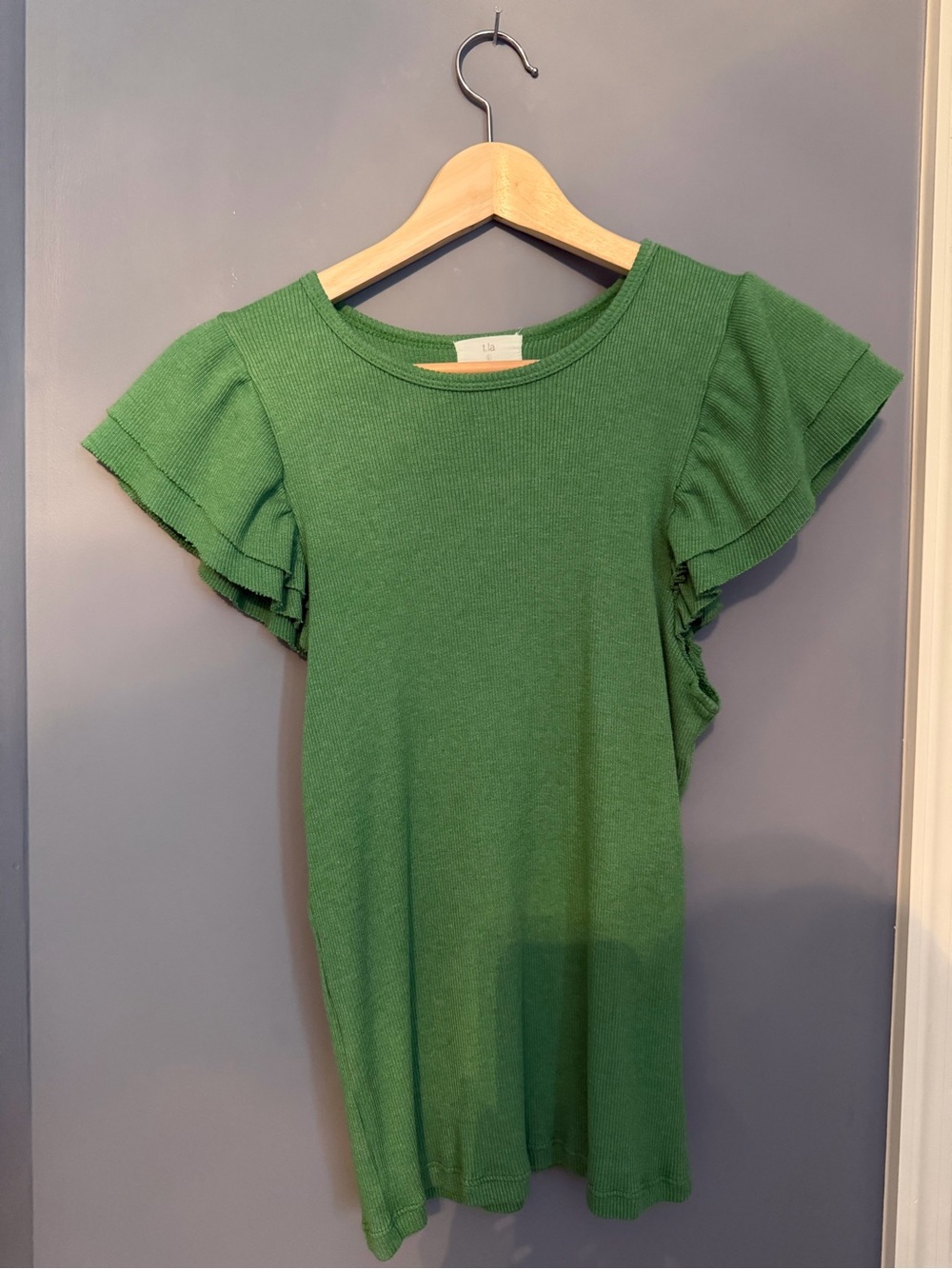 T.La Emerald Ribbed Knit Top with Subtle Stitch Detail
